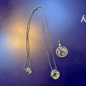 Vintage SIGNIERTER K10 Gelbgold Anhänger mit Edelsteinen & 925 Halskette mit Edelstein beige ungetestet - Bild 1 von 9