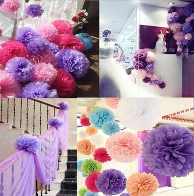 Nuevo Flor Tejido Pompones Boda Baby Shower Fiesta Floral Techo Colgante Decoración Foto 1 de 4