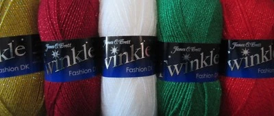 100g BALLS JAMES C BRETT TWINKLE SPARKLY DOUBLE KNITTING DK YARN - Image 1 of 4