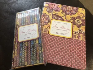 New Vera Bradley Hold That Thought Bali Gold Journal Book and 10 Pencil Set - Picture 1 of 7