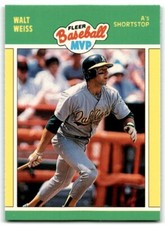 1989 FLEER BASEBALL MVP'S WALT WEISS OAKLAND ATHLETICS #42