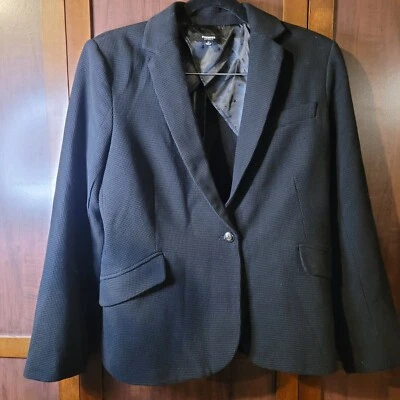 Blazer Premise Studio para mujer negro con solapa de muesca de un solo pecho con un botón talla 12 Foto 1 de 4