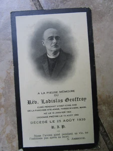 RARE 1930 Death Card, 25 Year Priest in French Church, THREE RIVERS, MASS Palmer - Picture 1 of 1