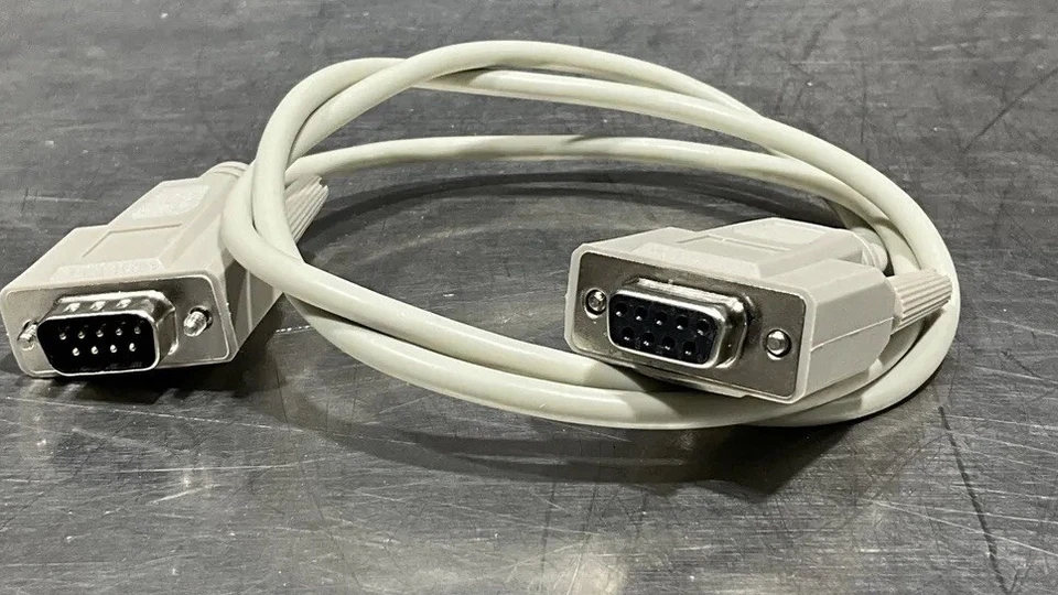 Serial Cable Male to Female Rs232 Beige Nos Surplus - Image 1 of 2