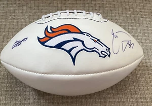 WES WELKER @ ERIC DECKER SIGNED WHITE PANEL DENVER BRONCOS FOOTBALL JSA COA - Picture 1 of 5
