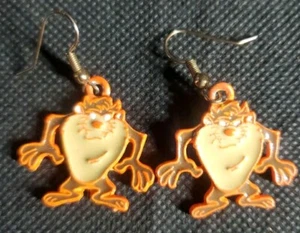 Vtg 1992 Warner Brothers Tasmanian Devil Taz Earrings Set Orange Highlights  - Picture 1 of 5