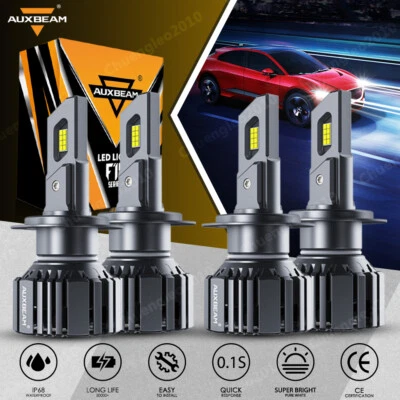 AUXBEAM CANBUS H7 + H7 LED Headlight Bulbs Kit High Low Beam Super White Bright - Image 1 of 4