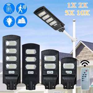 1-10x Solar Street Lamp Security Light Radar Sensor LED IP65 Pole Garden Outdoor - Picture 1 of 3