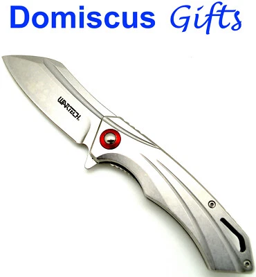 8" ¡NUEVO! Cuchillos plegables WARTECH ACERO INOXIDABLE GRIS BOLSILLO ASISTIDO POR RESORTE Foto 1 de 4