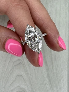 Marquise Diamond Ring VS1 F 5.20 Carat Lab-grown 14k White Gold IGI Certified - Picture 1 of 7