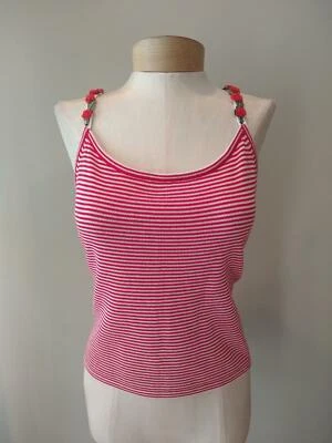 NUEVO CON ETIQUETAS $120 talla L/XL ETCÉTERA CAMISETA SIN MANGAS CAMISOLA ALGODÓN ADORNADA ROSA VINTAGE Foto 1 de 4