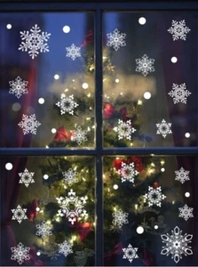 White Snowflakes PVC Wall Window Decal Sticker Holiday Christmas Decor 29 piece - Picture 1 of 6