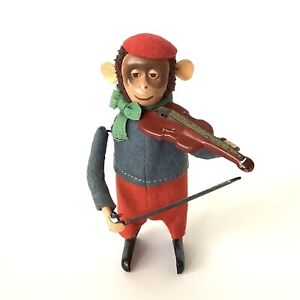 Vintage SCHUCO Wind-up SOLISTO Monkey Playing Violin Germany, NO Key, Untested