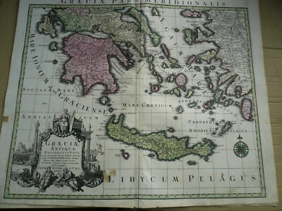 Graeciae pars Meridionalis, 1740, Seutter M., old colours; - Image 1 of 2