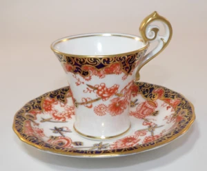 Royal Crown Derby Melton 2649 Barbed Wire Imari Coffee Cup & Saucer 1910/12 VGC - Picture 1 of 13