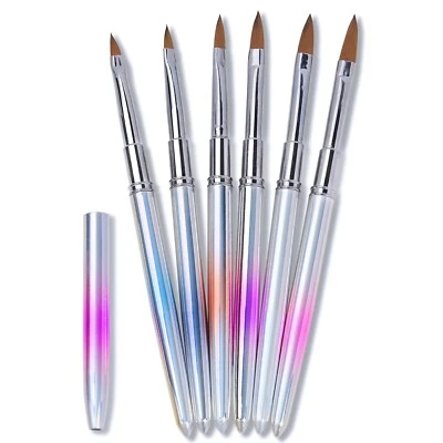6pcs/Set Acrylic Nail Brush Art Drawing UV Gel Polish Carving Pen Nail Art Tools - Image 1 of 4