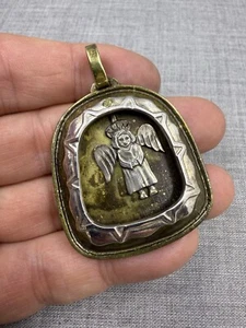 Jeep Collins Angel in Shadowbox Brass & Sterling Silver .925 Pendant - Picture 1 of 7