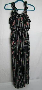 TRULY ME BY SARA SARA GIRLS TWEEN BLACK FLORAL JUMPSUIT SZ 16 NWOT DHA23 - Picture 1 of 4