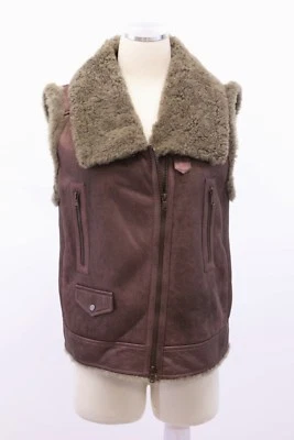 NUEVO CON ETIQUETAS $8245 Chaleco Brunello Cucinelli Cuero Metálico Forrado Piel de Oveja 42/M A191 Foto 1 de 4