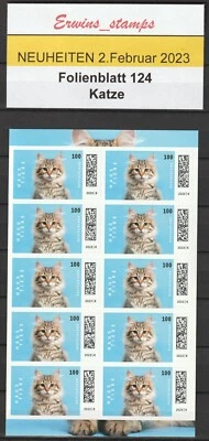 FB 124 Bund 02.Februar 2023 Mi-Nr: 3751 selbstklebend FOLIENBLATT KATZE - Bild 1 von 2