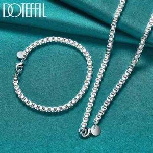 Set Collana Bracciale Catena Argento Sterling 925 Scatola Rotonda 4mm DOTEFFIL 2pz - Foto 1 di 6