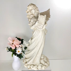 "Hermosa estatua de ángel con arpa - 19"" de alto - resina - cuerpo de tres manos" - Imagen 1 de 9