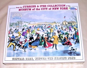 NEW 2013 HTF Currier Ives Central Park Winter Skating Pond 1000 Piece Puzzle Pc - Picture 1 of 7