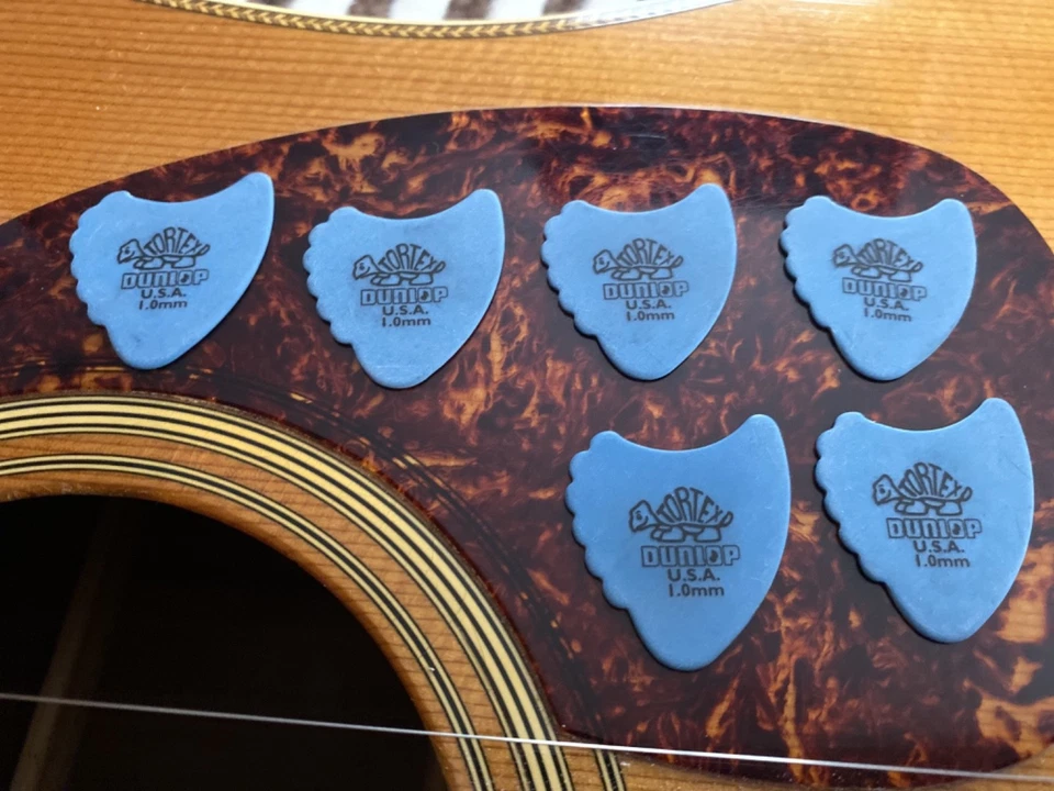 6-DUNLOP Tortex 1.0 Blue Fin Picks -Lowest 6 Pc. Price On E-Bay  W/FREE Ship - Image 1 of 1