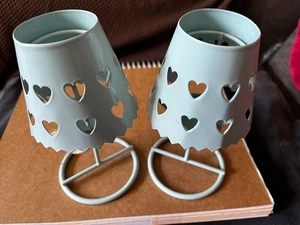 Hermitage Pottery - Turquoise Tea Light Holders - Set of 2 - NEW - Picture 1 of 4