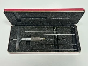MITUTOYO (Japan) Depth Micrometer 0"-1" Rod x .001" Grad Ratchet w/ Case & Rods - Picture 1 of 11