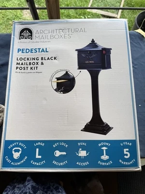 Gibralter Pedestal Black Large, Aluminum, Locking, All-In-One Mailbox Post Combo - Image 1 of 3