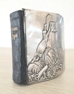 ANTIQUE MINIATURE HALLMARKED SILVER BOOK OF PRAYER - RARE STYLE COVER, c1910 - Picture 1 of 18