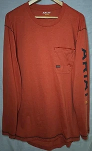 Ariat Rebar Langarm Rundhals Taschen T-Shirt, Herren XLT Orange/Rost - Bild 1 von 10