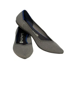 Rothy's The Point Pebble Gray Birdseye Textile Ballet Flat Womens US 9 EU 40 EUC - Picture 1 of 6