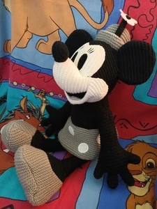Disney Parks Minnie Mouse Knit / Crochet Plush Steamboat Willie Black And White - Picture 1 of 11