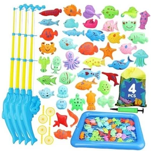  Magnetic Fishing Game for Kids 3-5 with Toddler Fishing Poles, Magnetic 4PC - Picture 1 of 7