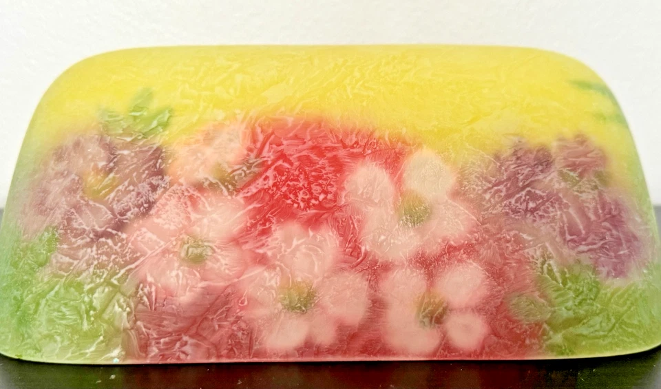 Pantalla de lámpara de vidrio inverso floral pintada a mano por Ticky - Dogwood Flowers - 9x6x3 Foto 1 de 4