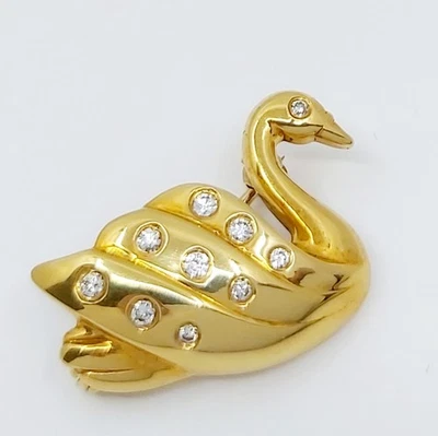 1 Brosche 750/-, mit Brillanten, Zertifikat, 6,51g - Bild 1 von 2