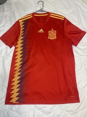 Spain Shirt Mens Large Red FIFA World Cup Soccer Jersey Adidas Climalite 2018 - Image 1 of 3