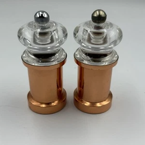 Copper and Acrylic Salt and Pepper Mill Shaker Set 5" - Kitchen Set - Picture 1 of 5