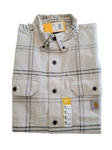Neu mit Etikett Carhartt geknöpftes Herrenhemd Taschen Kurzarm hellbeige grau - Bild 1 von 6