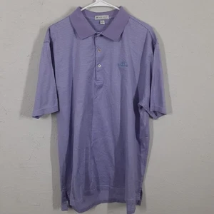 Peter Millar Polo Shirt Adult Mens L Purple Striped Short Sleeve Golf - Picture 1 of 7
