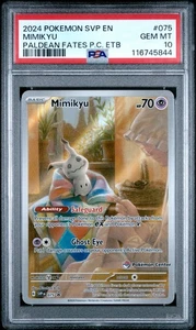 Mimikyu 075 Paldean Fates Pokemon Centro Estampado Pokemon PSA 10 - Imagen 1 de 2
