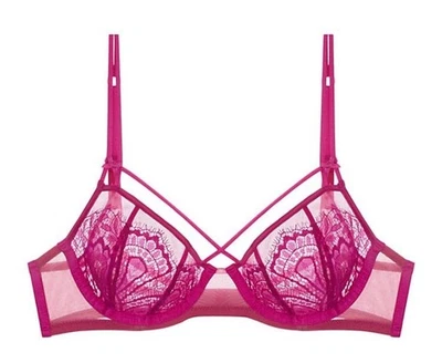 NWT Dita Von Teese MAESTRA Lace Bra 36C Magenta Pink Underwire Cage PinUp D51390 - Image 1 of 4