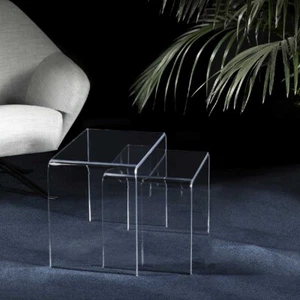 Bis 2 Tavolini Comodini Salotto Sala Plexiglass Trasparente 45x33x40H 35x30x35H - Bild 1 von 2