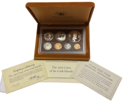 1975 Cook Islands 7 Coin Proof Set in OGP w/ "Dong" Dollar #7 - Image 1 of 4