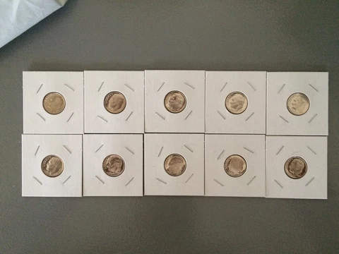 1970-1979-S Proof Roosevelt Dimes - Complete Decade Set Cover