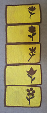 Vintage Lot of 5 Homemade Placemats Flowers Yellow Brown Kitchen Floral Retro