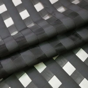 By Yard large plaid organza fabric bridal dress material textile - Picture 1 of 8