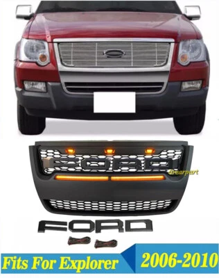 Parrilla delantera para Ford Explorer 2006-2010 malla con barra de luz y leds y letras Foto 1 de 4